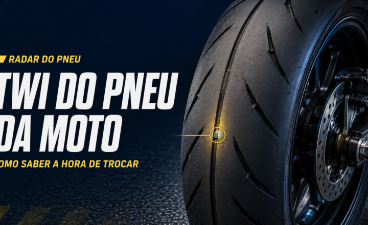 Indicador TWI no sulco do pneu da moto mostrando a hora de trocar