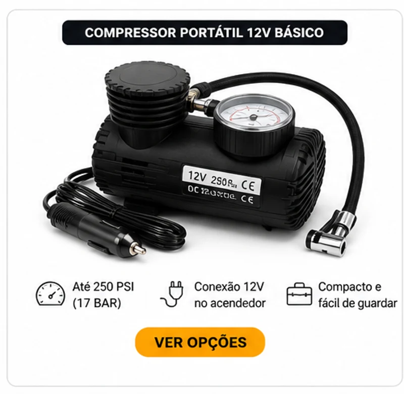 Compressor portátil 12V básico para carro