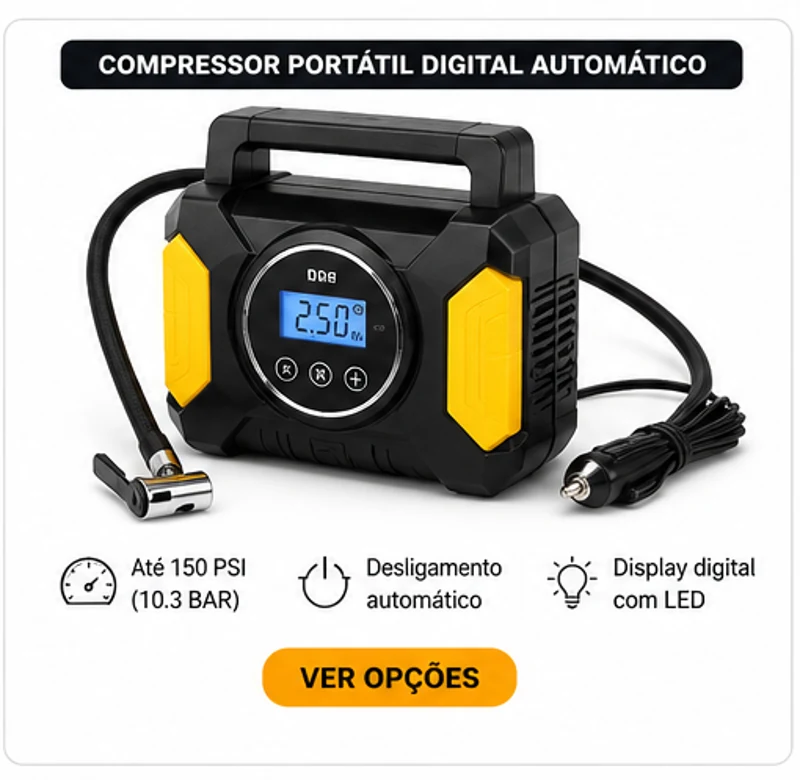 Compressor portátil digital com desligamento automático
