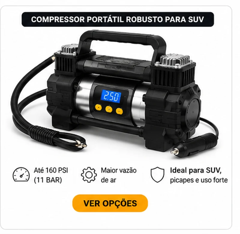 Compressor portátil robusto para SUV e pneus maiores